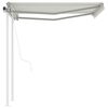 vidaXL Auvent rétractable automatique et poteaux 3x2,5 m Crème