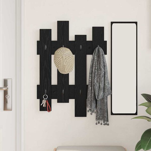 vidaXL Porte-manteau mural Ch&ecirc;ne noir 60 x 3 x 82 cm Bois d'ing&eacute;nierie
