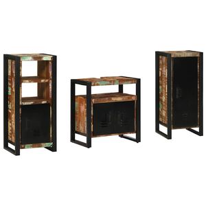 vidaXL Ensemble de mobilier de salle de bain 3 pc Multicolore et noir