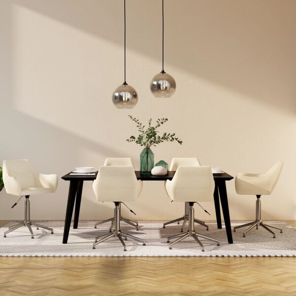 vidaXL Chaises pivotantes &agrave; manger lot de 6 Cr&egrave;me Tissu