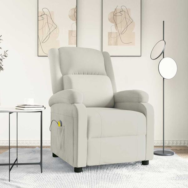 vidaXL Fauteuil de massage Cr&egrave;me Velours
