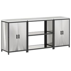 vidaXL Ensemble de rangement cuisine HATTEM 3 pc Argent&eacute;