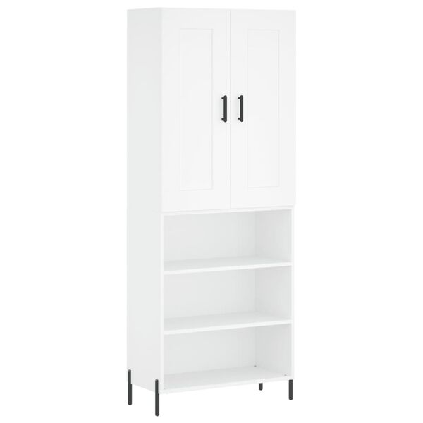 vidaXL Buffet haut Blanc 69,5x34x180 cm Bois d'ing&eacute;nierie