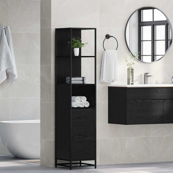 vidaXL Ensemble de mobilier de salle de bain avec tiroir Chêne noir