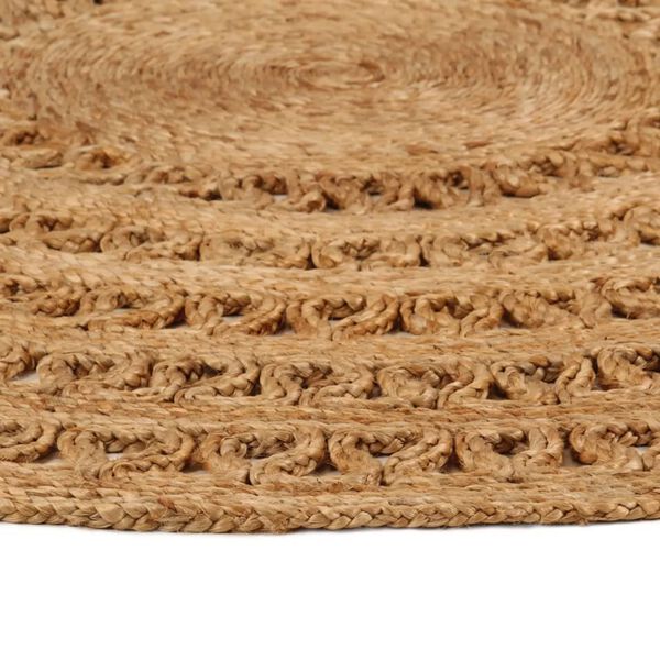 vidaXL Tapis Jute tress&eacute; &agrave; la main 120 cm Rond
