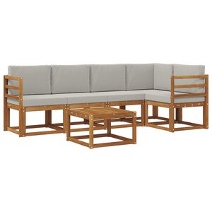 vidaXL Ensemble de canap&eacute;s d'ext&eacute;rieur 6 pc Gris Naturel et Clair