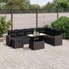 vidaXL Salon de jardin 9 pcs avec coussins noir r&eacute;sine tress&eacute;e