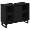 vidaXL Ensemble de mobilier de salle de bain avec stockage 3 pcs Noir