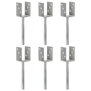 vidaXL Piquets de cl&ocirc;ture 6 pcs Argent&eacute; 7x6x30 cm Acier galvanis&eacute;