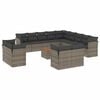 vidaXL Salon de jardin avec coussins 14 pcs gris r&eacute;sine tress&eacute;e