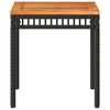 vidaXL Table de jardin noir 38x38x42 cm résine tressée et bois acacia