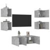 vidaXL Unit&eacute;s murales TV avec LED 6 pcs gris b&eacute;ton bois d'ing&eacute;nierie