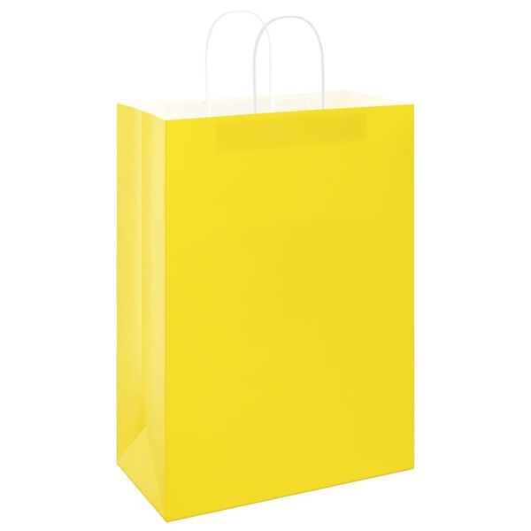 vidaXL Sacs en papier 50 pcs avec poign&eacute;es jaune 32x17x44 cm