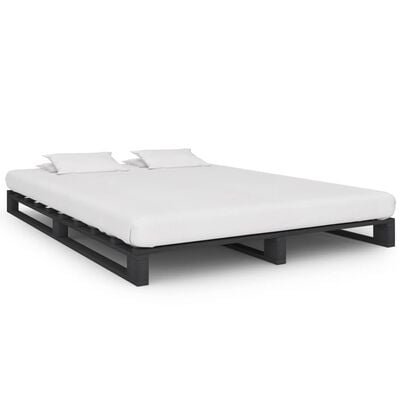 vidaXL Cadre de lit de palette sans matelas gris 120x200cm bois massif