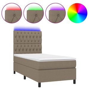 vidaXL Sommier &agrave; lattes de lit et matelas et LED Taupe 80x200cm Tissu