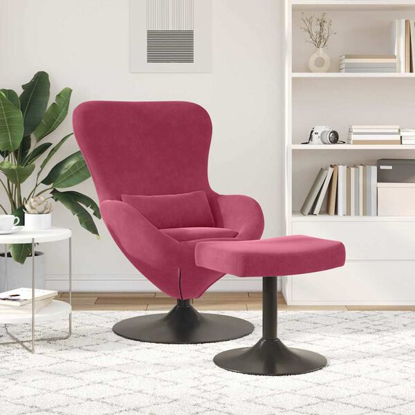 vidaXL Chaise &OElig;uf avec Pouf Bordeaux Velours
