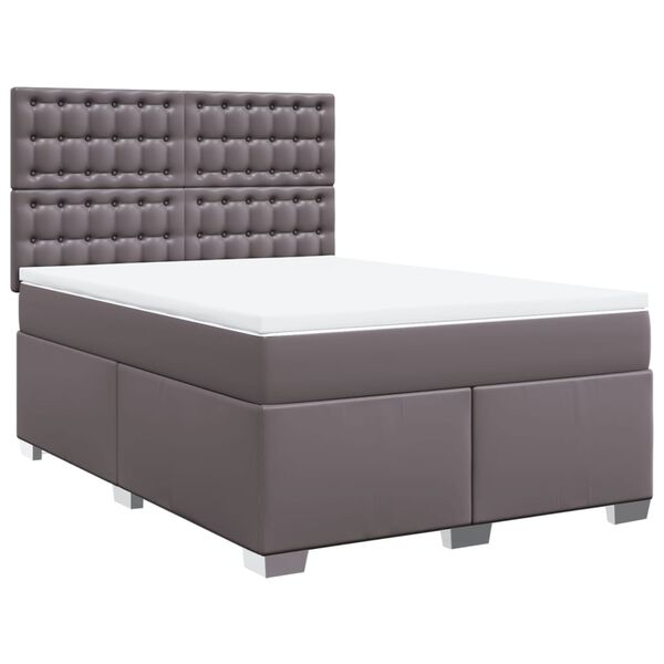 vidaXL Sommier &agrave; lattes de lit avec matelas Gris 160x200 cm Similicuir