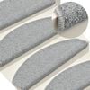 vidaXL Tapis d'escalier 15 pi&egrave;ces 65 x 24 x 4 cm Gris clair Demi-rond Grand