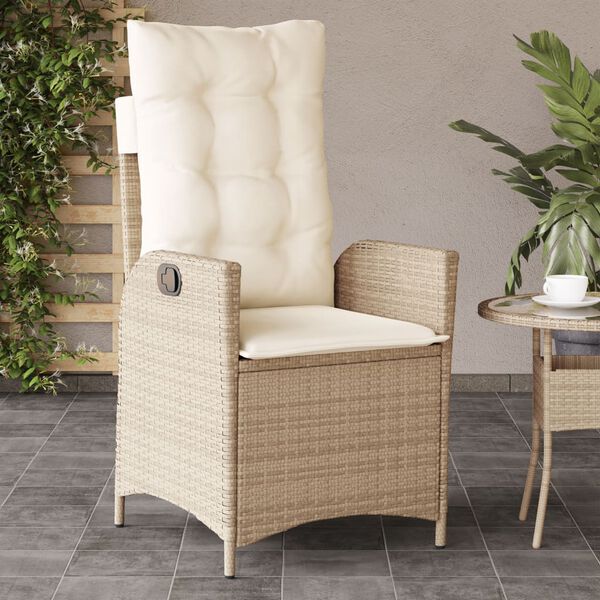 vidaXL Chaises inclinables de jardin lot de 2 et coussins beige rotin