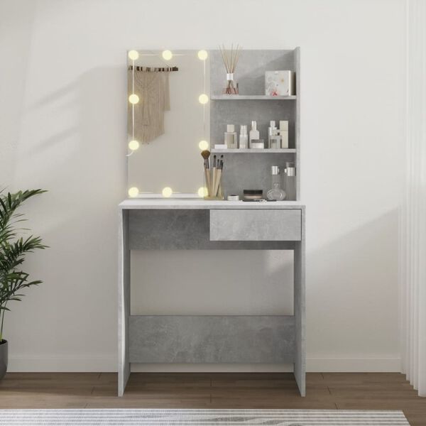 vidaXL Coiffeuse avec LED Gris b&eacute;ton 74,5x40x141 cm