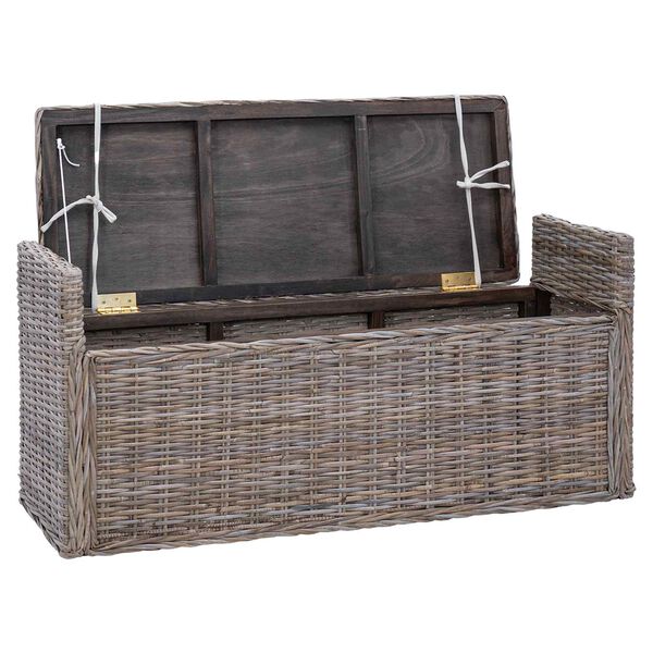 vidaXL Banc de rangement avec coussin Gris 110 x 40 x 50 cm Rotin