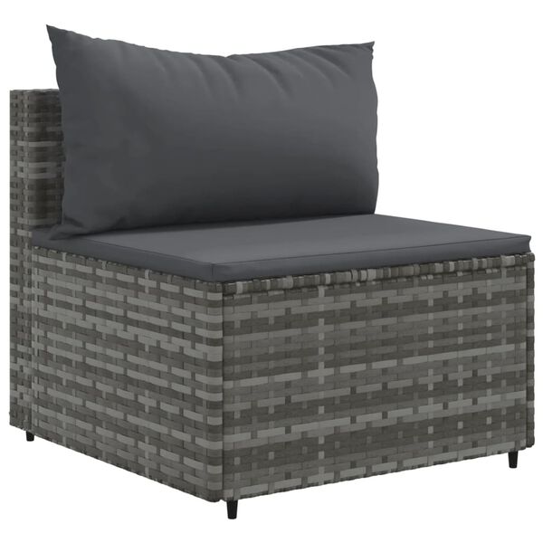 vidaXL Salon de jardin avec coussins 10 pcs gris r&eacute;sine tress&eacute;e