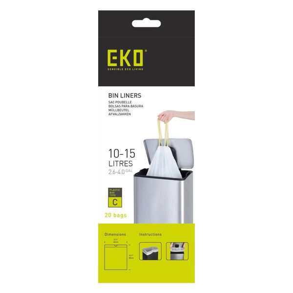 EKO Ensemble sacs poubelle C 10-15 L 24x20 pcs Blanc