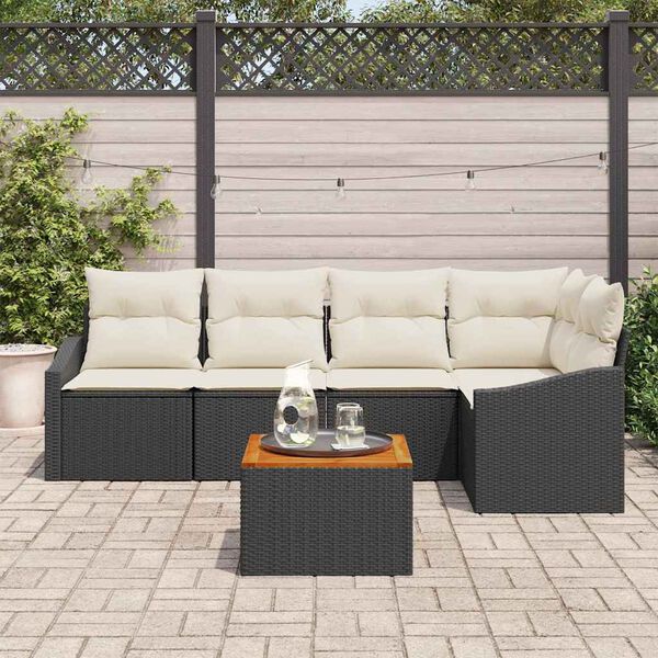 vidaXL Ensemble de canap&eacute; de jardin 6 pcs Noir et blanc