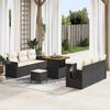 vidaXL Ensemble de canap&eacute; de jardin avec coussin 9 pcs Noir et cr&egrave;me