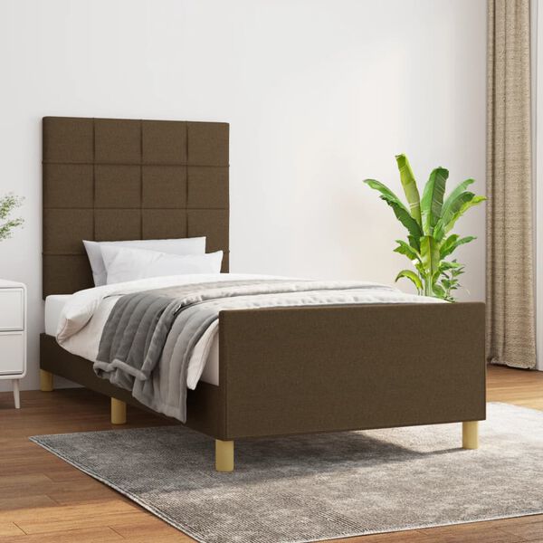 vidaXL Cadre de lit sans matelas marron fonc&eacute; 80x200 cm tissu