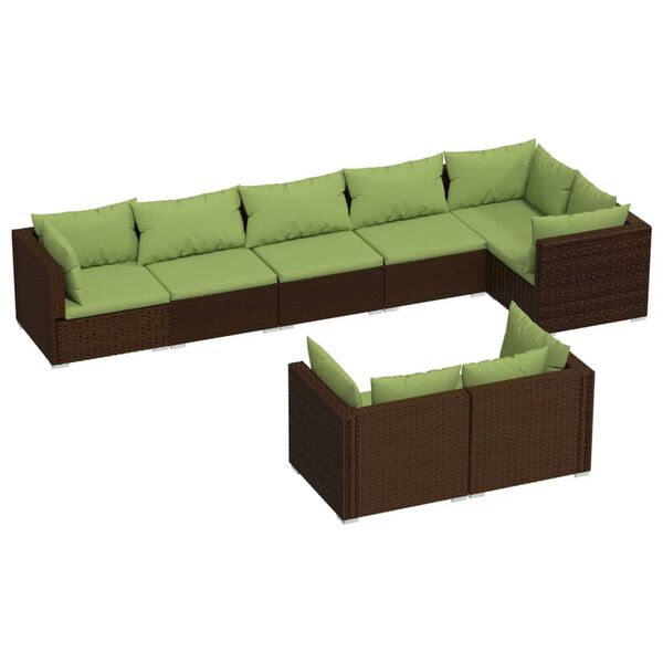 vidaXL Salon de jardin avec coussins 8 pcs marron r&eacute;sine tress&eacute;e