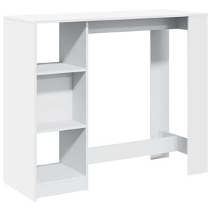 vidaXL Table de bar et &eacute;tag&egrave;re blanc 124x46x103,5 cm bois d'ing&eacute;nierie