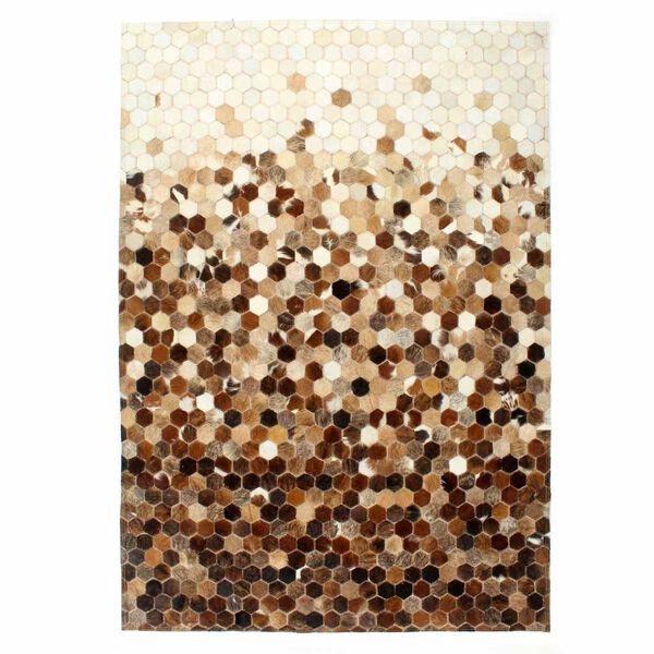 vidaXL Tapis en Cuir Patchwork Peau de Vache Marron 170 x 120 cm Cuir