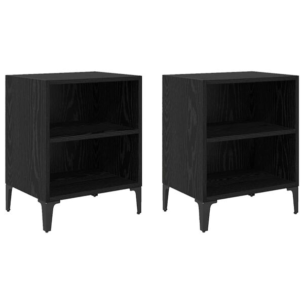 vidaXL Cabinet de chevet 2 pcs Ch&ecirc;ne noir 40 x 30 x 50 cm