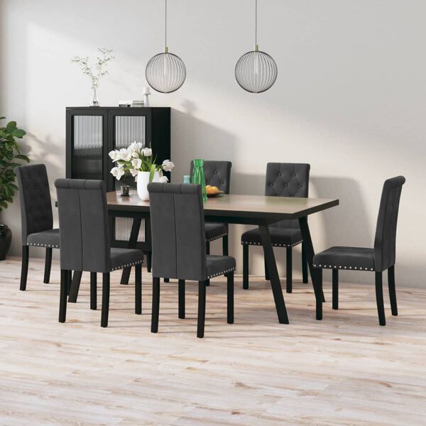 vidaXL Chaises &agrave; manger lot de 6 gris fonc&eacute; velours