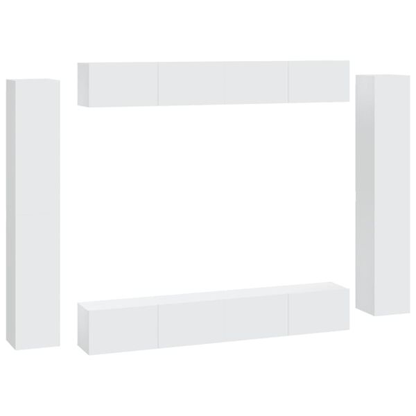 vidaXL Ensemble de meubles TV 8 pcs Blanc Bois d'ing&eacute;nierie