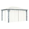 vidaXL Tonnelle avec rideau 400x300 cm Cr&egrave;me Aluminium