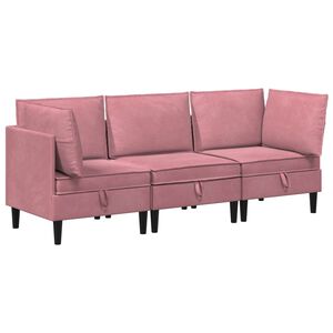 vidaXL Ensemble de meubles pour le salon 3 pcs Rose Velours