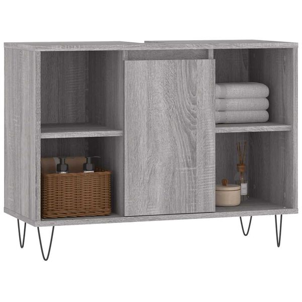 vidaXL Armoire salle de bain sonoma gris 80x33x60 cm bois d'ing&eacute;nierie