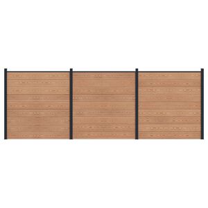 vidaXL Panneau de cl&ocirc;ture 3 pcs WPC et Aluminium Marron