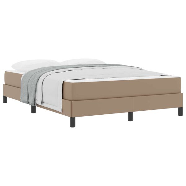 vidaXL Cadre de lit avec matelas Cappuccino 140 x 190 cm tissu