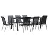 vidaXL Ensemble &agrave; manger de jardin 9 pcs noir textil&egrave;ne et acier