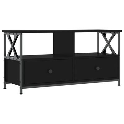 vidaXL Meuble TV noir 90x33x45 cm bois d'ingénierie et fer