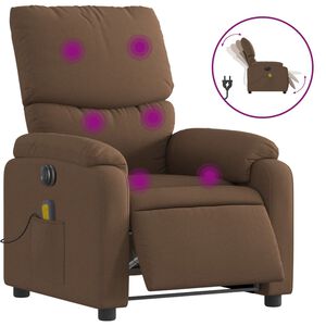 vidaXL Fauteuil inclinable de massage &eacute;lectrique marron tissu