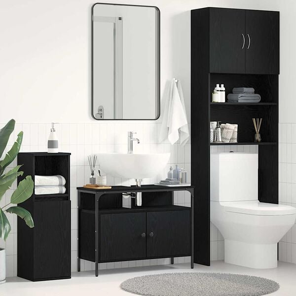 vidaXL Meuble de Lavabo de Salle de Bain Chêne noir 80 x 30 x 60 cm
