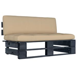 vidaXL Canap&eacute; central palette de jardin noir bois de pin impr&eacute;gn&eacute;