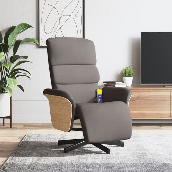 vidaXL Fauteuil inclinable de massage avec repose-pieds taupe tissu