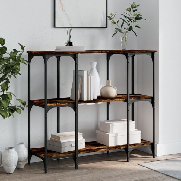 vidaXL Table console ch&ecirc;ne fum&eacute; 102x35x90 cm bois d'ing&eacute;nierie