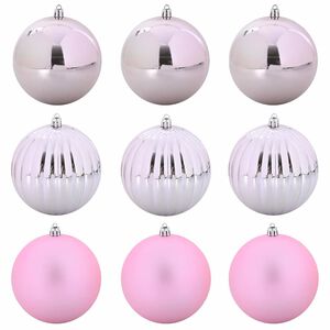 vidaXL Ensemble de Boules de No&euml;l XL 9 pc Rose &Oslash; 15 cm Plastique