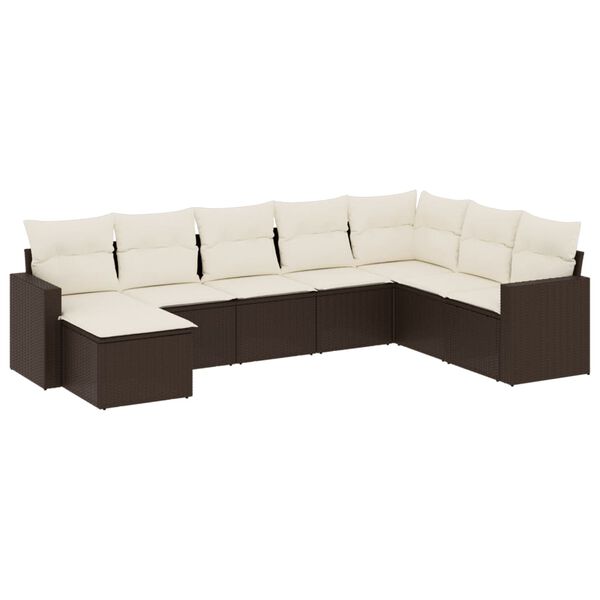 vidaXL Salon de jardin 8 pcs avec coussins marron r&eacute;sine tress&eacute;e